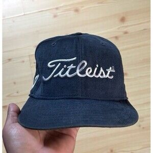 Vintage Titleist Footjoy Script New Era Wool Fitted Hat Cap Size 7 1/2 USA Blue
